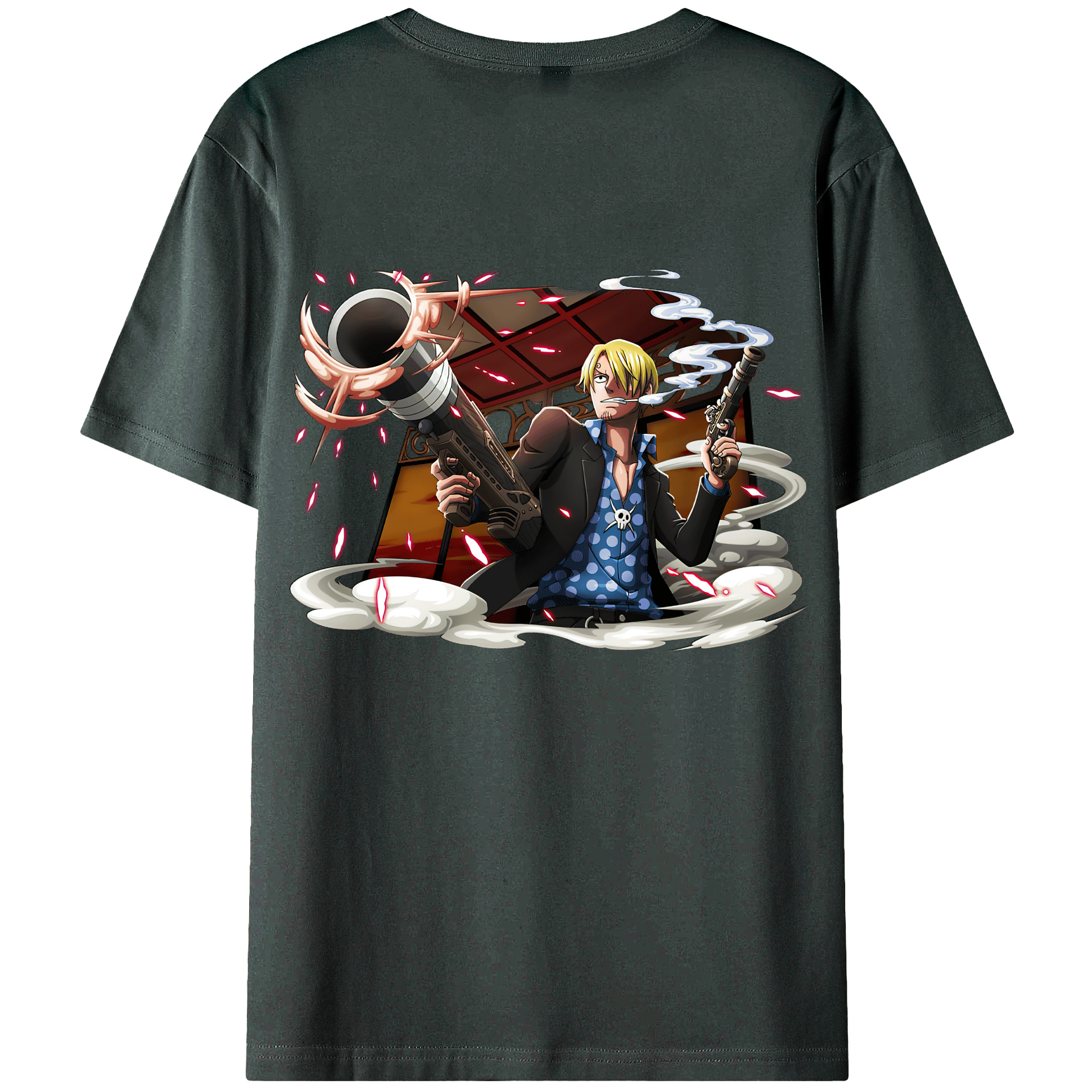 （画像用） ワンピース サンジ ONE PIECE Sanji 綿100％ メンズ半袖Tシャツ（バックプリント） 通気性